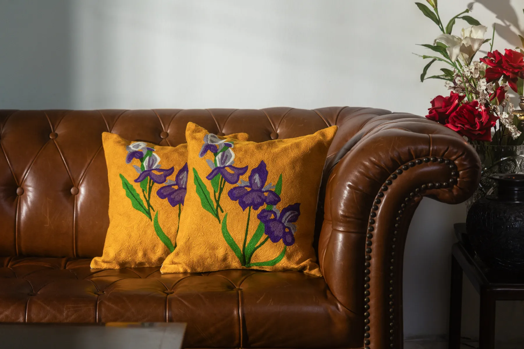 Kashmir Golden Iris Cushion Cover - Image 2