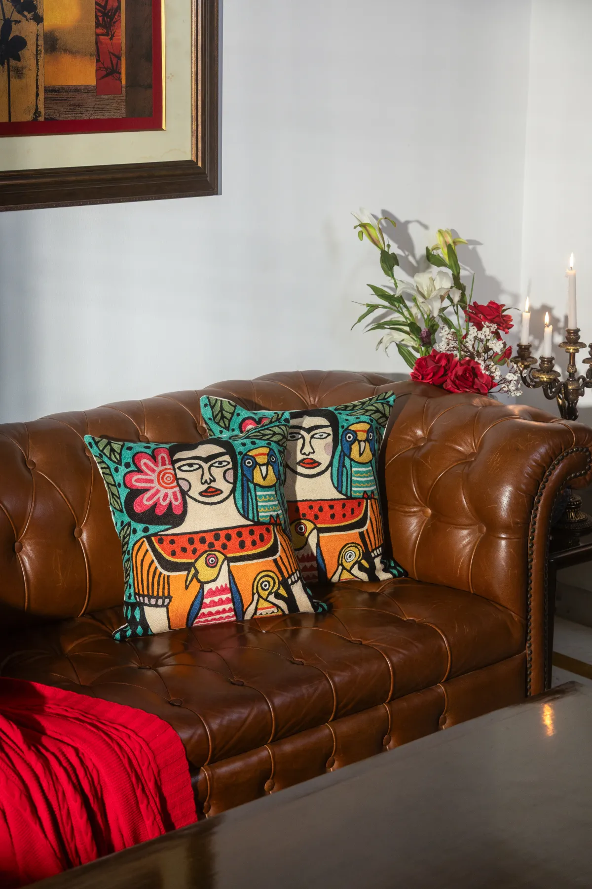 Frida Kahlo Crewel Cushion Cover - Image 2